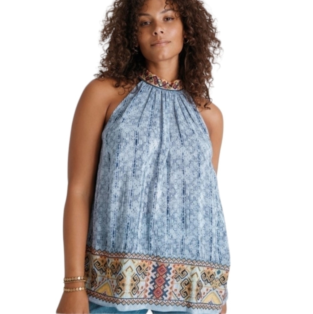Anthropologie Embroidered beaded trim halter top NWOT